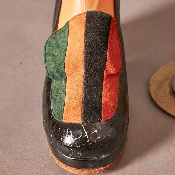 1970s Chunks Platform Suede Strip Loafer Heels - Picture 8 of 14